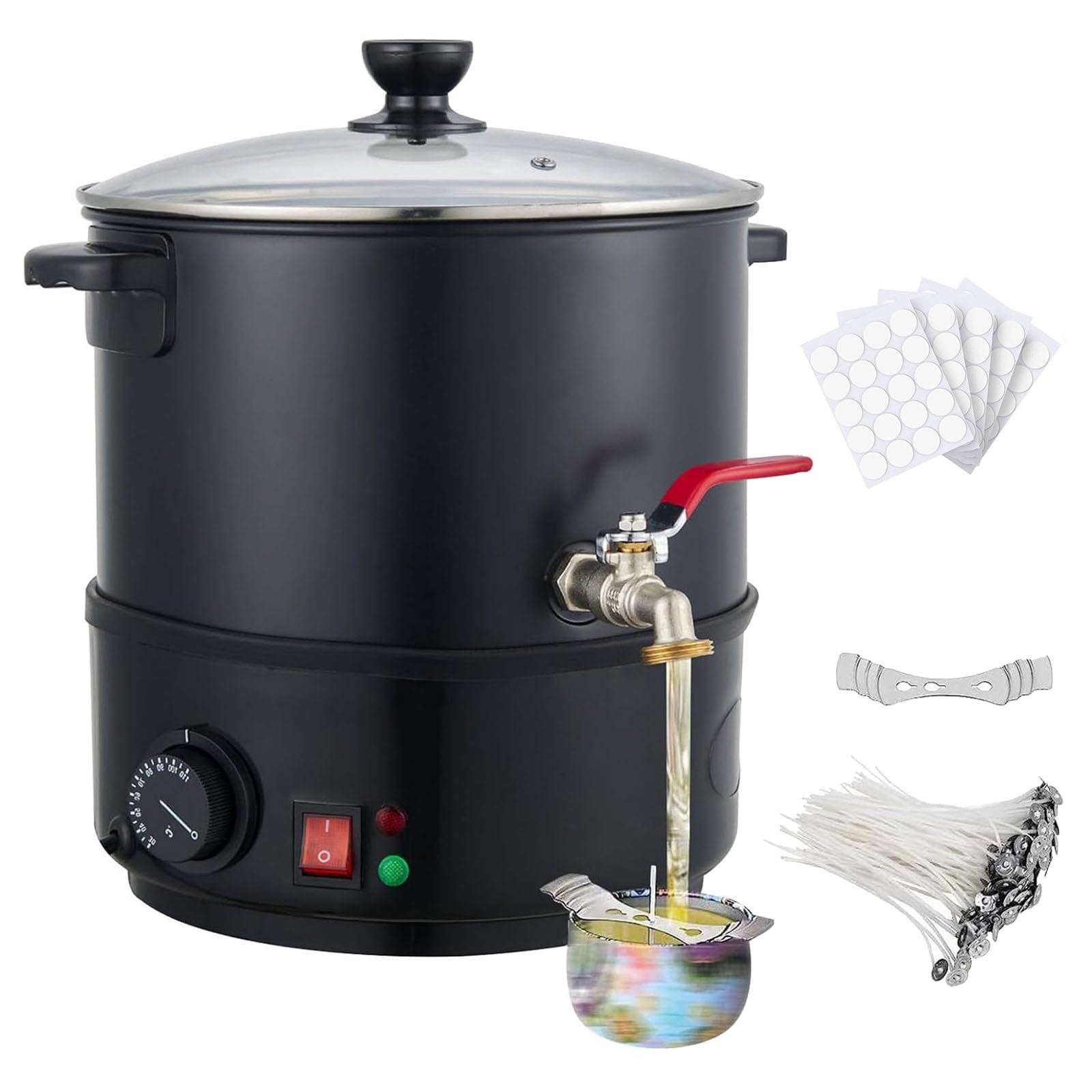 Derretidor de cera for hacer velas, de 5 a 10 litros, crisol de cera grande con pico for base de jabón de cera de soja, suministros for hacer velas, fácil de verter, antiadherente y temperaturas(8L)