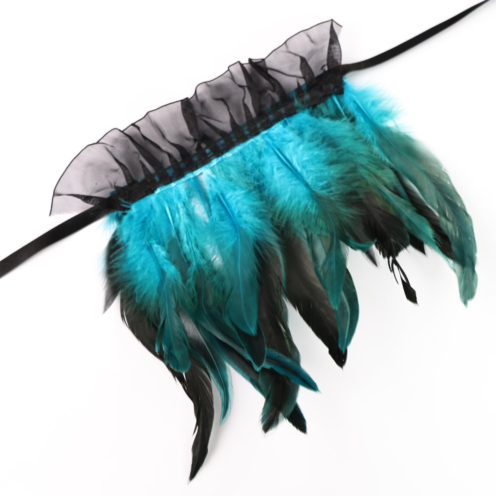 MAOFENG Women's Gothic Lace Feather Gloves Wristband Cuff for Halloween Cosplay