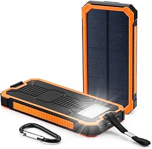 20000 mAh Solar Power Bank, Solar Ladegerät mit Dual USB Schnittstelle, Externe Akku für iPhone, Android-Handys, andere Smartphones sowie elektronische Geräte und auch iPad oder andere Tablet PC (Orange)