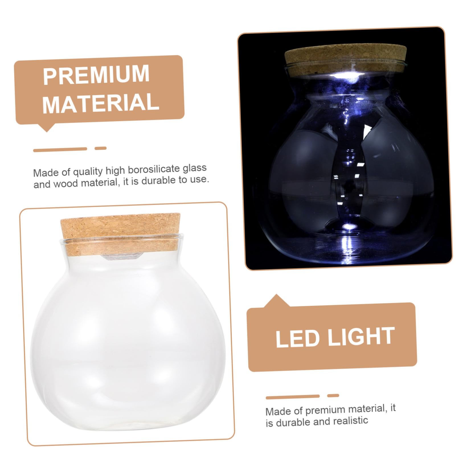 UKCOCO Soporte de mesa, botella de paisaje, maceta para plantas suculentas, terrarios, botella con luz LED, maceta para terrario, decoración de plantas, Halloween, decoración del hogar, grande, masón,