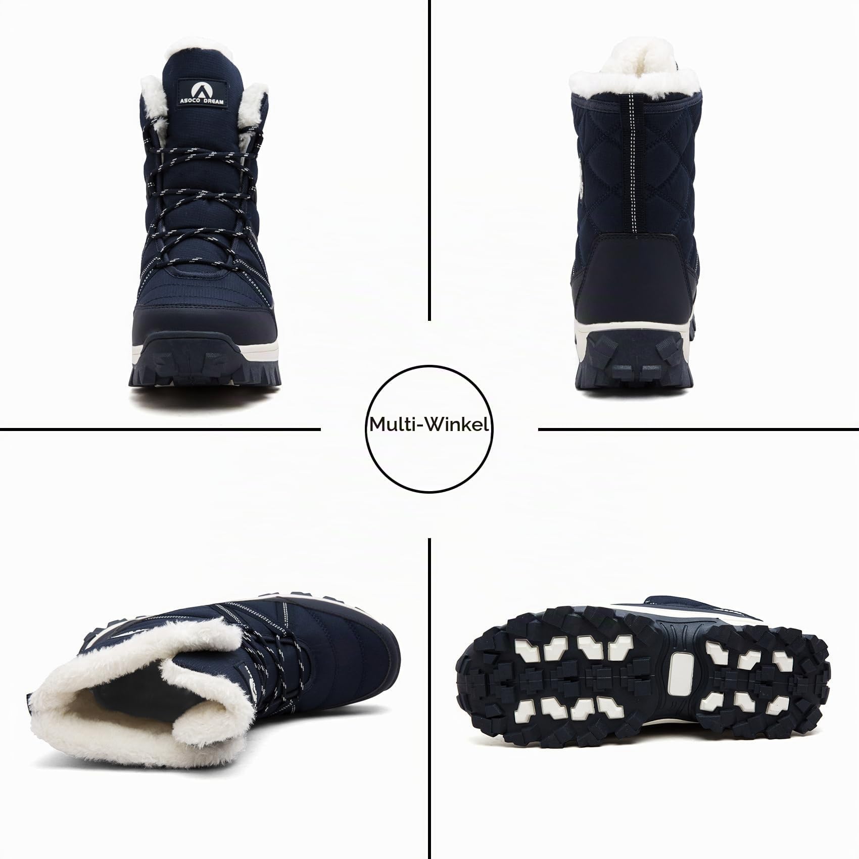 Schneestiefel Herren Wasserdicht Warm Gefüttert Winterstiefel Outdoor Leicht Rutschfest Winterschuhe