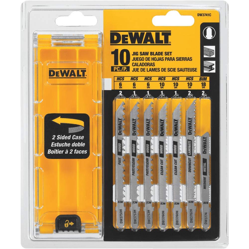 Jigsaw Blades Set with Case, T-Shank, 10-Piece (DW3741C)