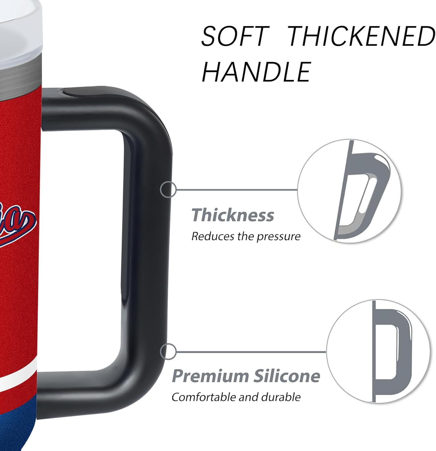 Tumbler 40oz Straight Skinny Car Cups With Insulated Cup Sleeve Portable Handle, Sports Travel Coffee Mug, Stainless Steel, Insulated,Classic Collection Gifts for Fans - Image 4