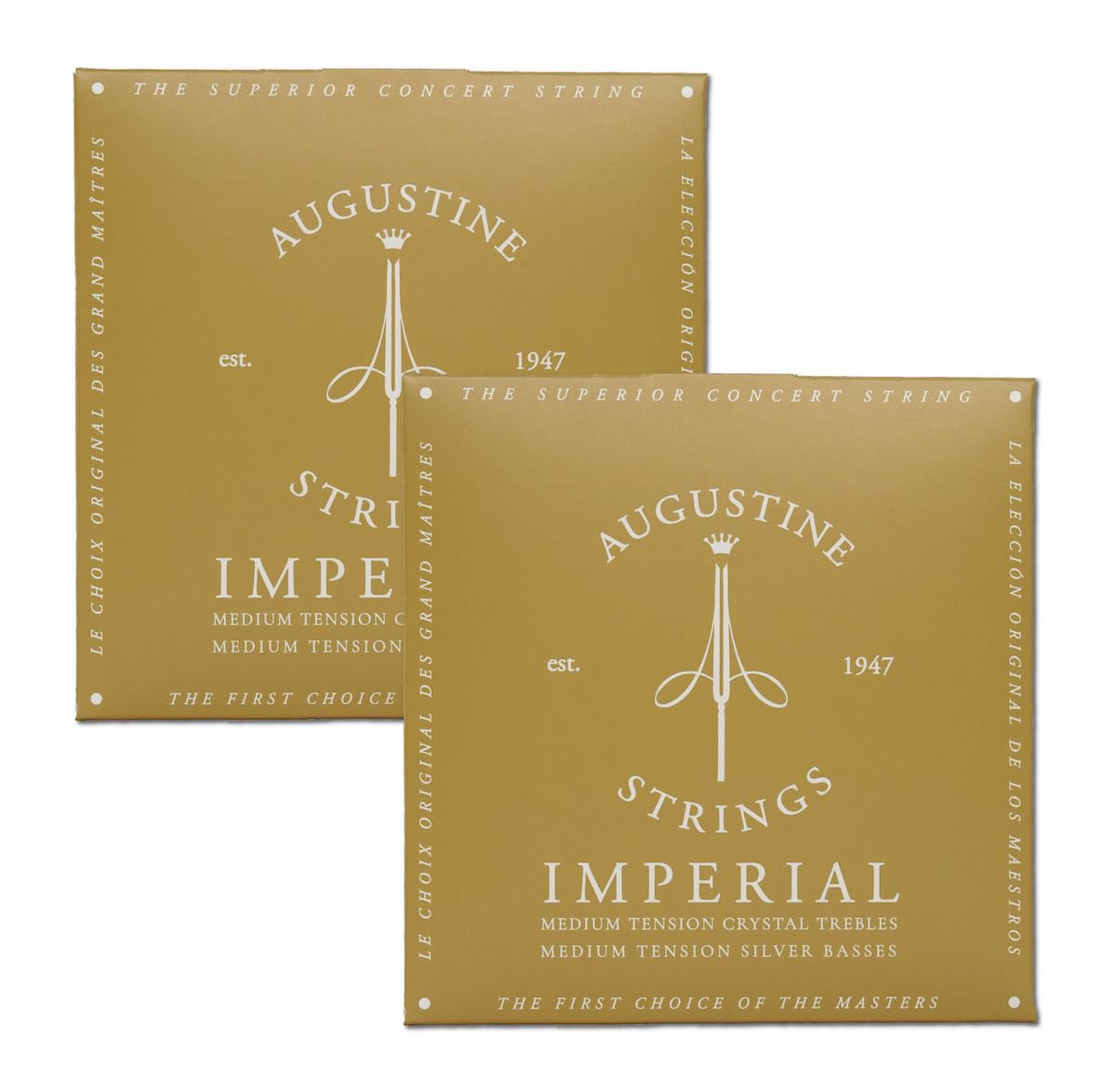 Augustine Strings Imperial Medium Tension - Premium Crystal Nylon Classical Guitar Strings - Produced in New York by the Manufacturer of the Original Nylon String - 2 Sets