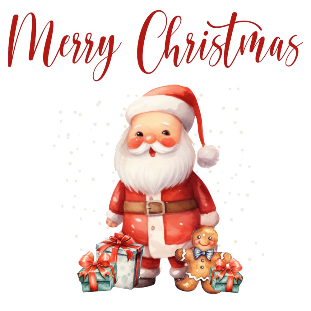 Merry Christmas, Iron-On Xmas Transfer, Childs Childrens Kids Decoration Gift Present Idea for Clothing T- Shirts, Decal Sticker - (2 x 15cm x 15cm Transfer)