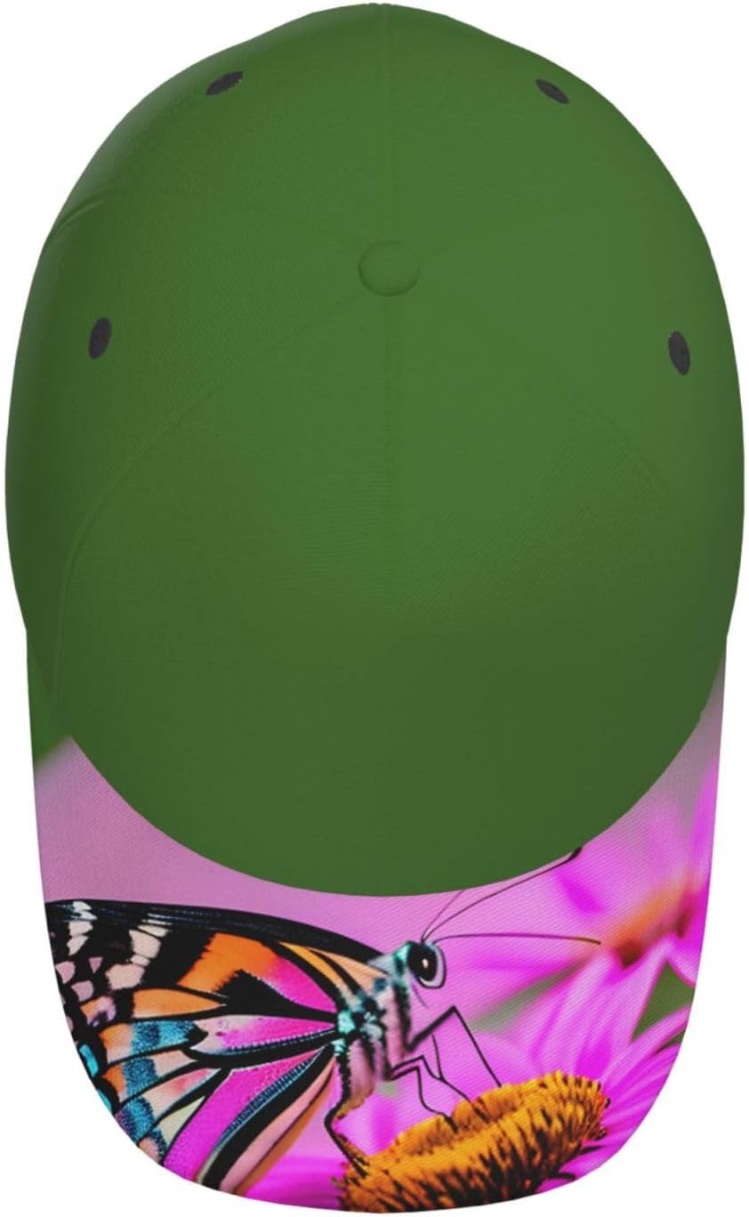This Floral with Butterfly Print Baseball Cap is a Unisex Personalized Gift, for Daily use Outdoor Activities Black image 4