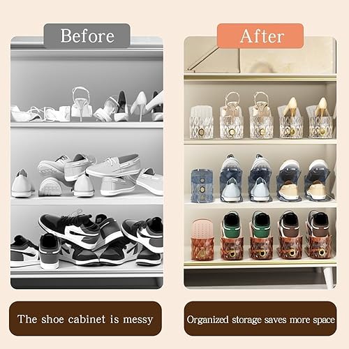 Miniatura 2 de Organizador de ranuras para zapatos, paquete de 15 apiladores de zapatos ajustables para almacenamiento en el armario, ahorro de espacio de doble