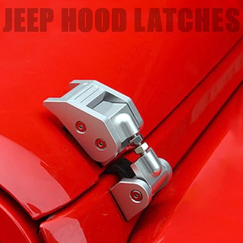 Miniatura 5 de STANVEE Pestillo de capó de aluminio compatible con Jeep Wrangler JK/JKU 2007-2017, JL/JLU 2018-2022 y Jeep Gladiator 2020-2022 (plateado)