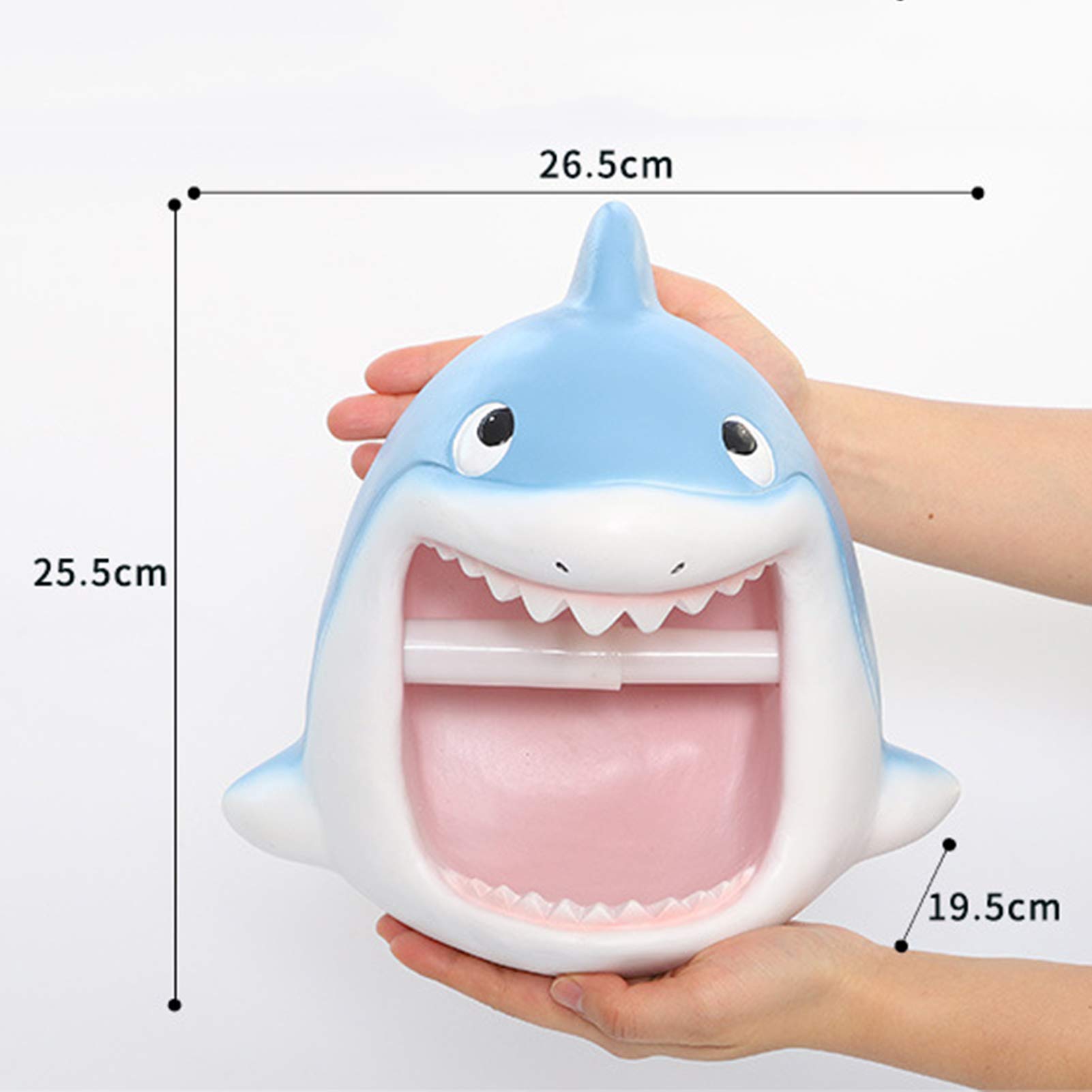LIU- Titular del Papel Higiénico Dispensador De Papel De Rollo De Pared De Tiburón Azul De Dibujos Animados para Baño, Lavabo De Cocina, Material De Resina, Sin Perforación