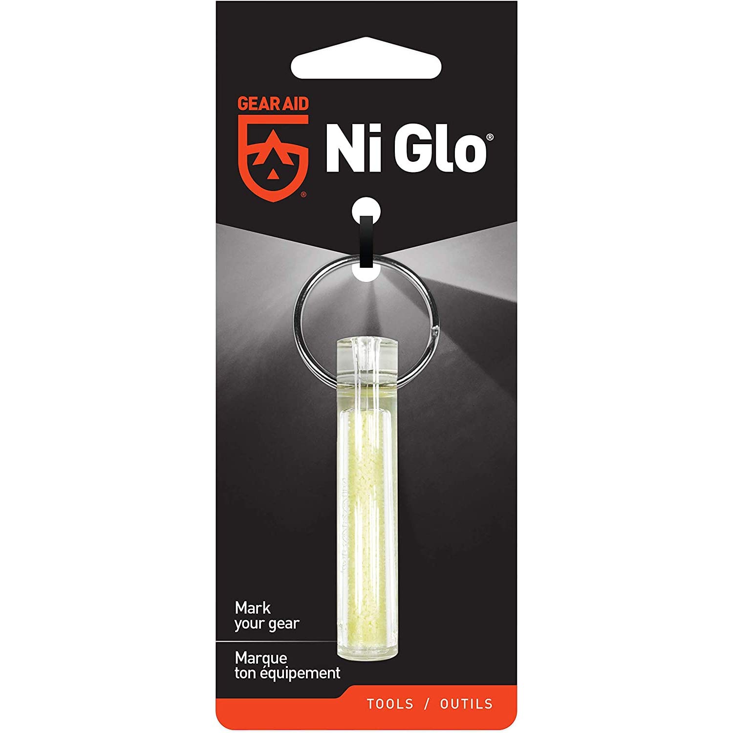GEAR AID Ni Glo, 2” Glowing Keychain for Camping, Scuba and Night Fishing