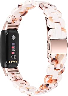 AISPORTS Resin Band Compatible for Fitbit Luxe Band for Women Men, Stylish Slim Lightweight Resin Bracelet Stainless Steel Metal Buckle Replacement Band for Fitbit Luxe Fitness and Wellness Tracker