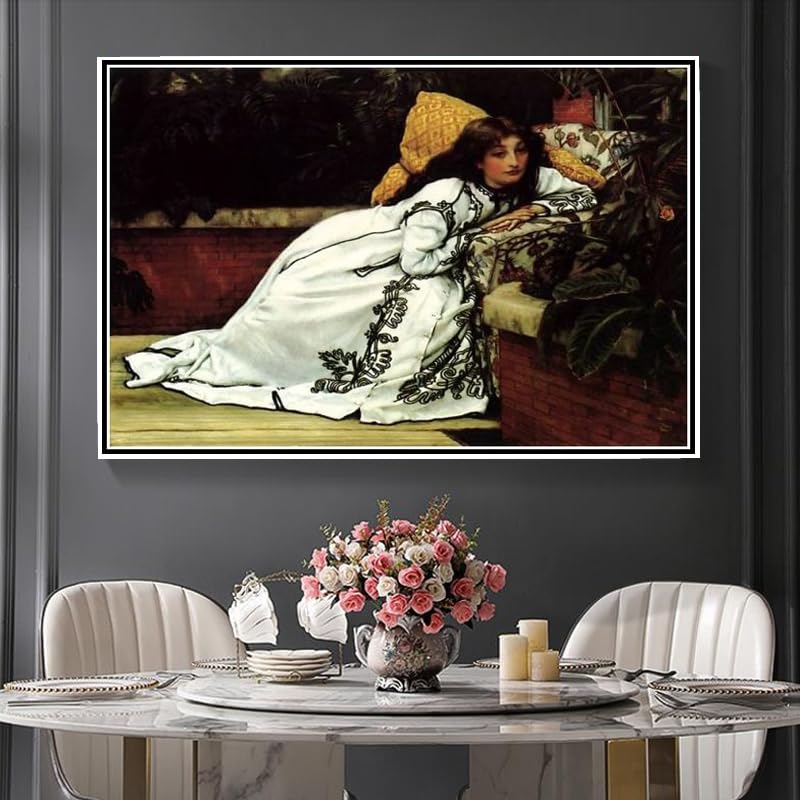 希少！Cami Juncal 版画 117/150 女性と椅子の風景 Amazon | 肘掛け椅子に座る少女の絵 by James Tissot フルラウンド