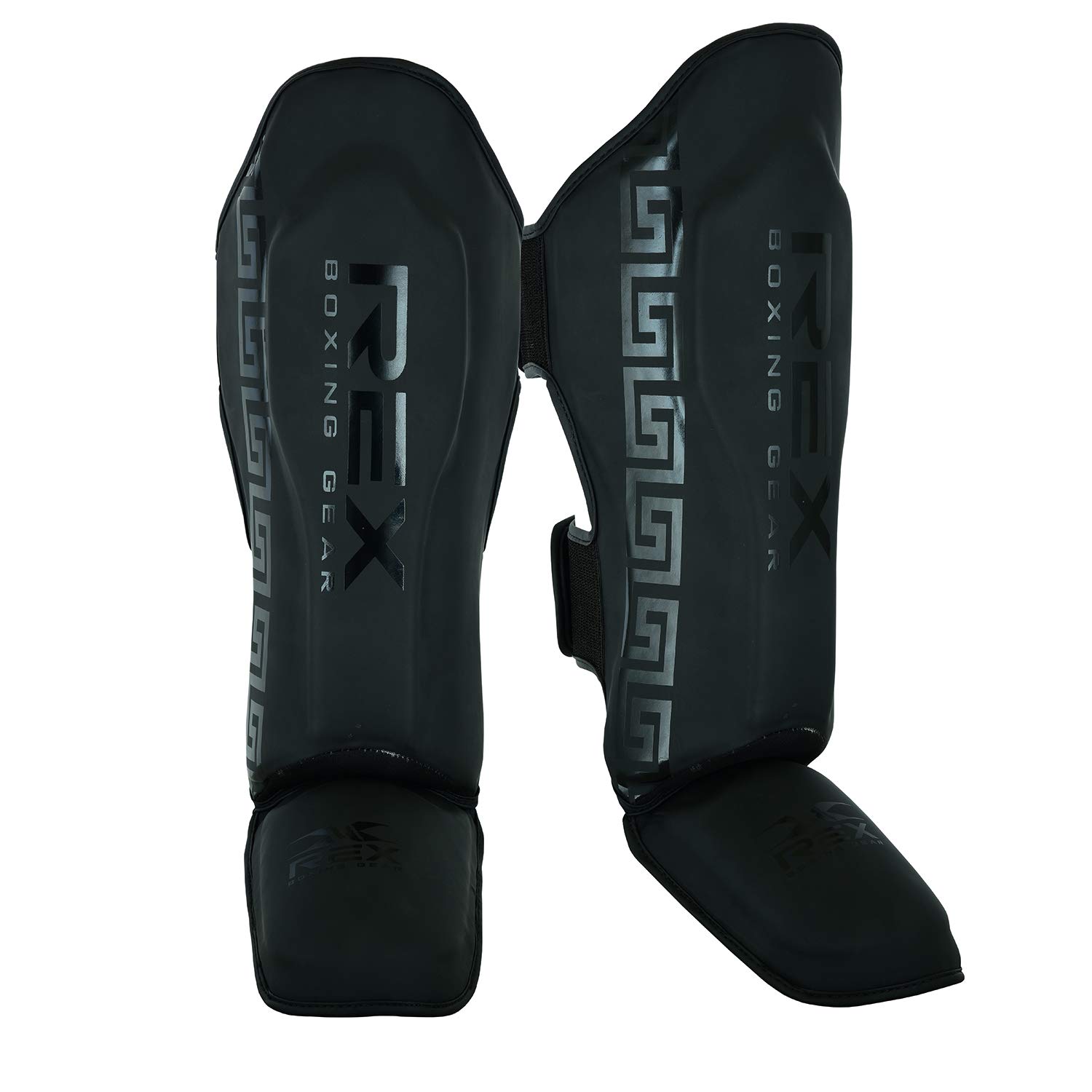 REX's Shin Guard for kick boxing, Muay Thai Sparring pads, MMA fighting foam pads | Protective gears for Martial arts, Matt black Rex Leather Instep leg protector (Matt Black, L)