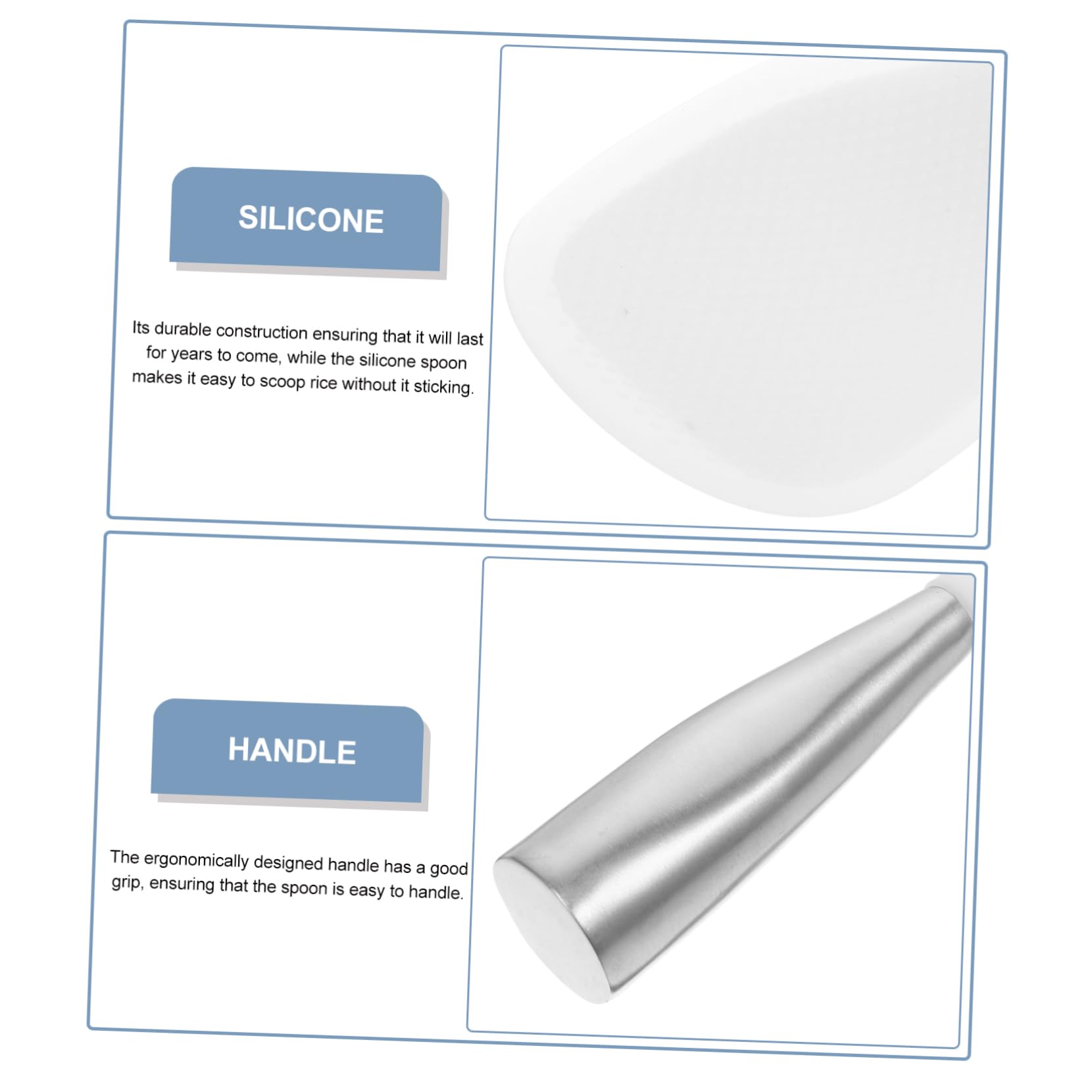 NAMOARLY Rice Spoon Spoons Rice Scoop Rice Cooker Spoon Household Scoop Table Spoon Large Spoon Food Scoop Practical Spatula Silicone Scoop Standing Rice Paddle White Stainless Steel