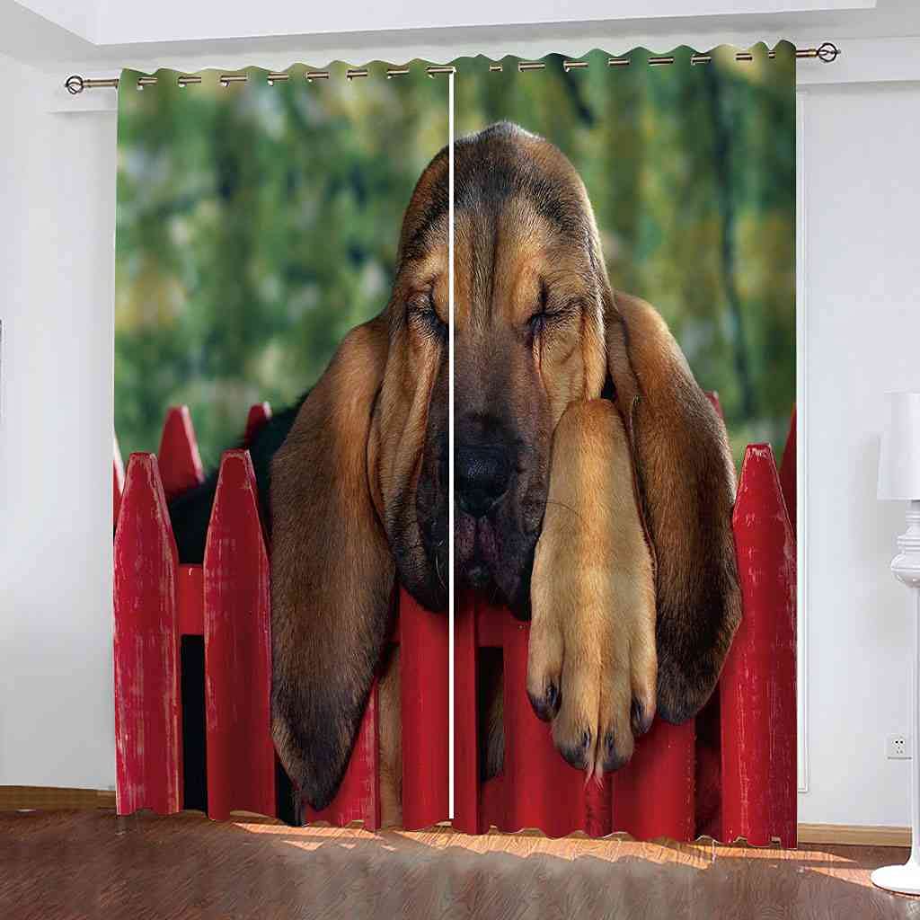 Rideau de salon et chambre d'enfant occultant 264x160 cm motif animaux rigolos