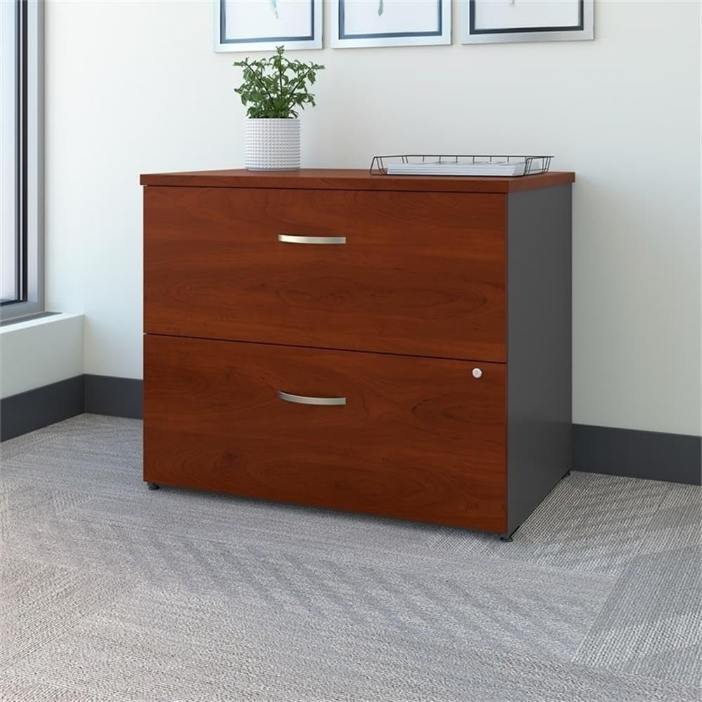 Pemberly Row 2-Drawer Lateral File Cabinet, 36" W, Engineered Wood, Hansen Cherry Finish, Full-Extension Drawers, Lockable Storage for Office, Fits Letter, Legal, and A4 Files