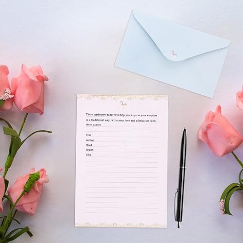 Miniatura 2 de Operitacx Sobres de tamaño carta, juego de papel de escritura, diseño floral de animales, 8 juegos de 6 hojas, 3 sobres de papel