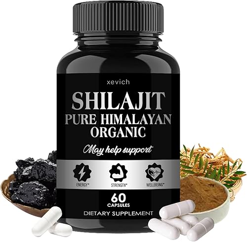 Shilajit - Cápsulas orgánicas puras del Himalaya Shilajit (individuales, 60 cápsulas)