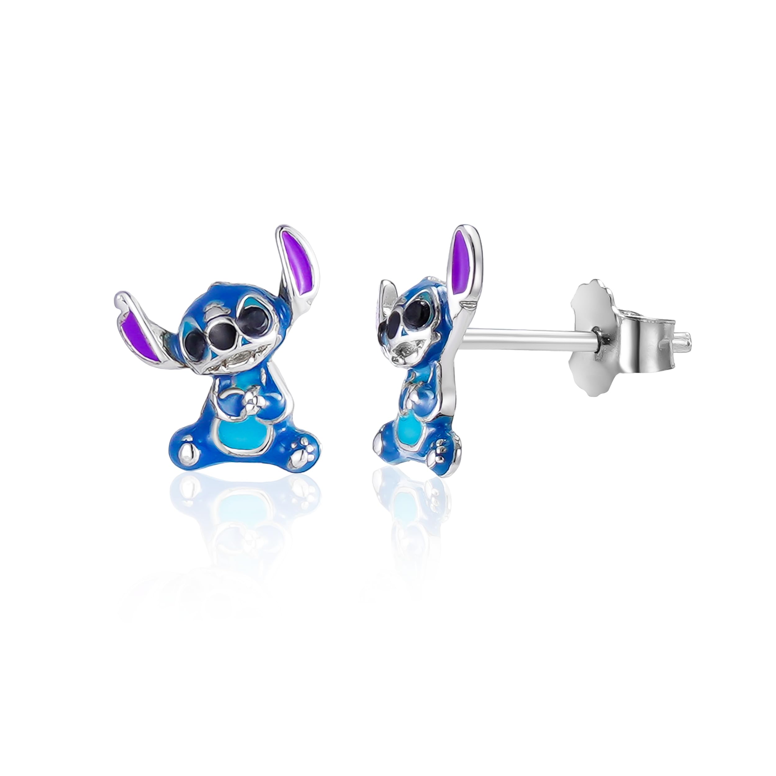 Disney Ohrstecker Stitch, Sterlingsilber 925 Hypoallergen, für Damen und Mädchen, Fertig zum Verschenken, Offizieller Disney Schmuck