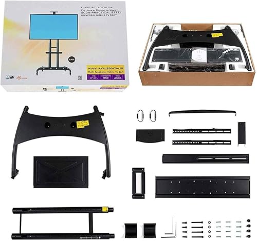 Miniatura 6 de Soporte de TV rodante, soporte de TV móvil para pantallas de 55 a 85 pulgadas de hasta 200 libras, paneles planoscurvos de plasma LCD LED OLED,