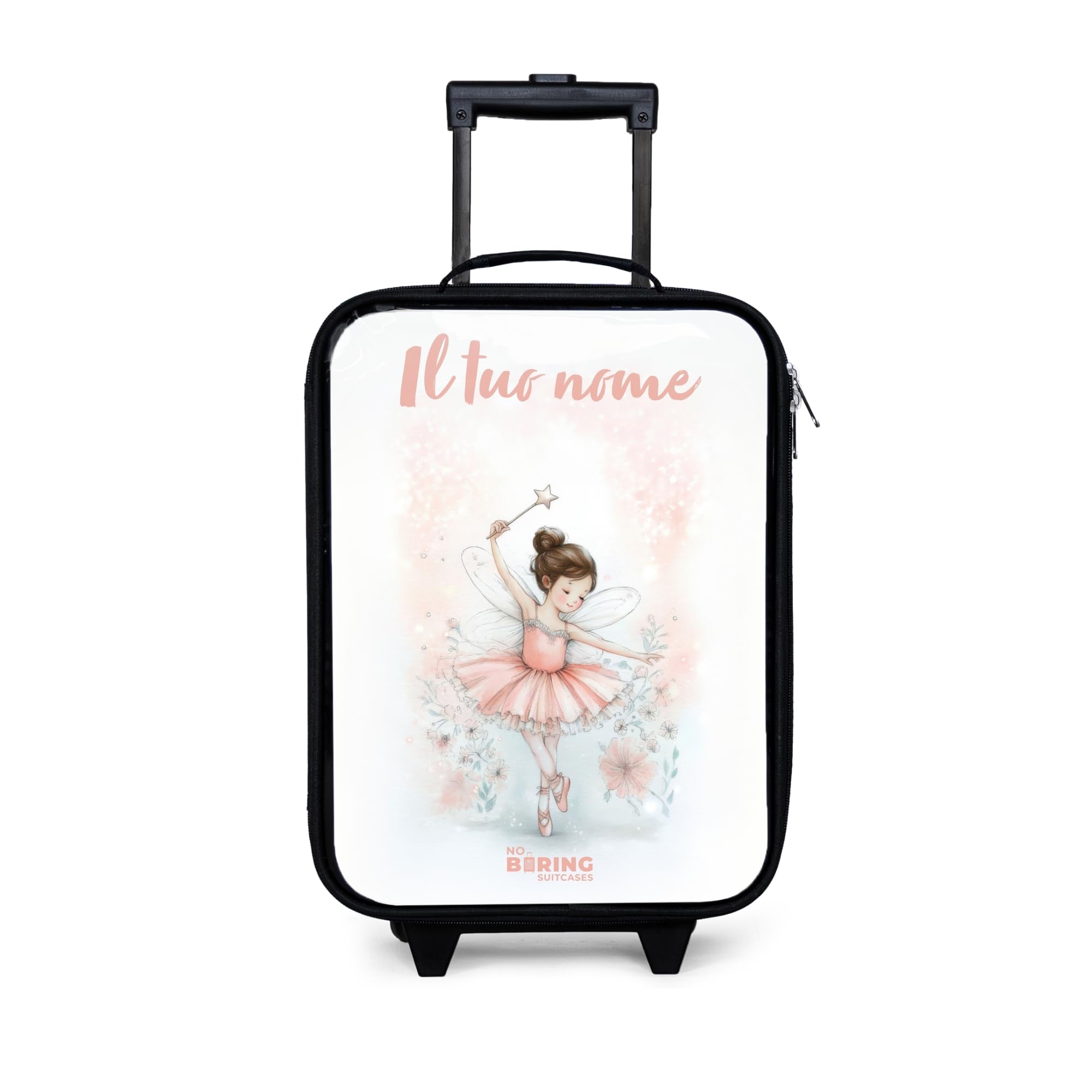 NoBoringSuitcases.com® Valigia Per Bambini Personalizzato Con Un Nome 48x31x19 cm Bagaglio Ultraleggero Trolley A Mano Rigidi LED Ruote Da Viaggio - Ragazze - Ballerina - Elfo - Fata