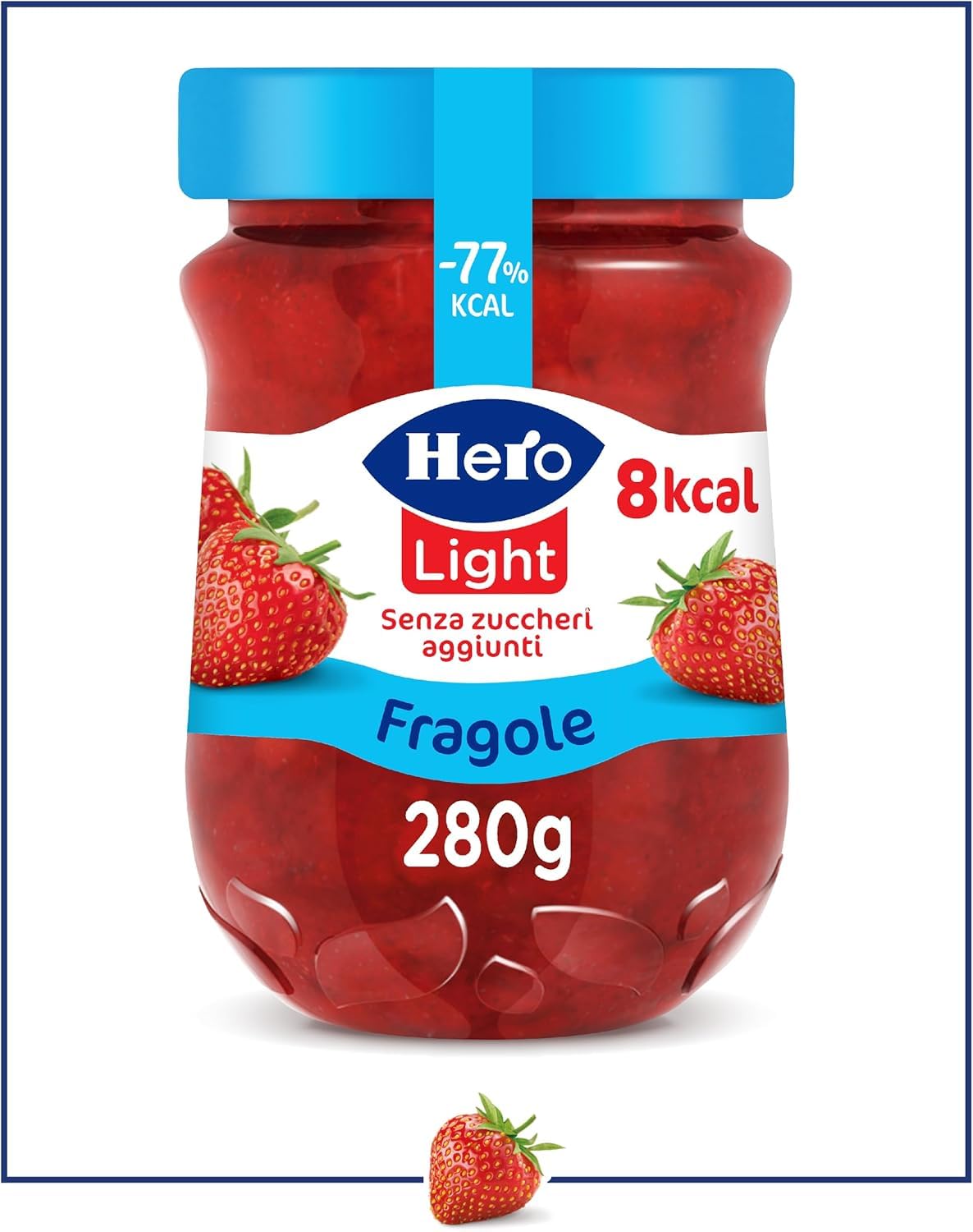 Hero Light Erdbeeren Marmelade, 8 Gläser 280 g, ohne Konservierungsstoffe, ohne Farbstoffe + Italian Gourmet polpa 400g