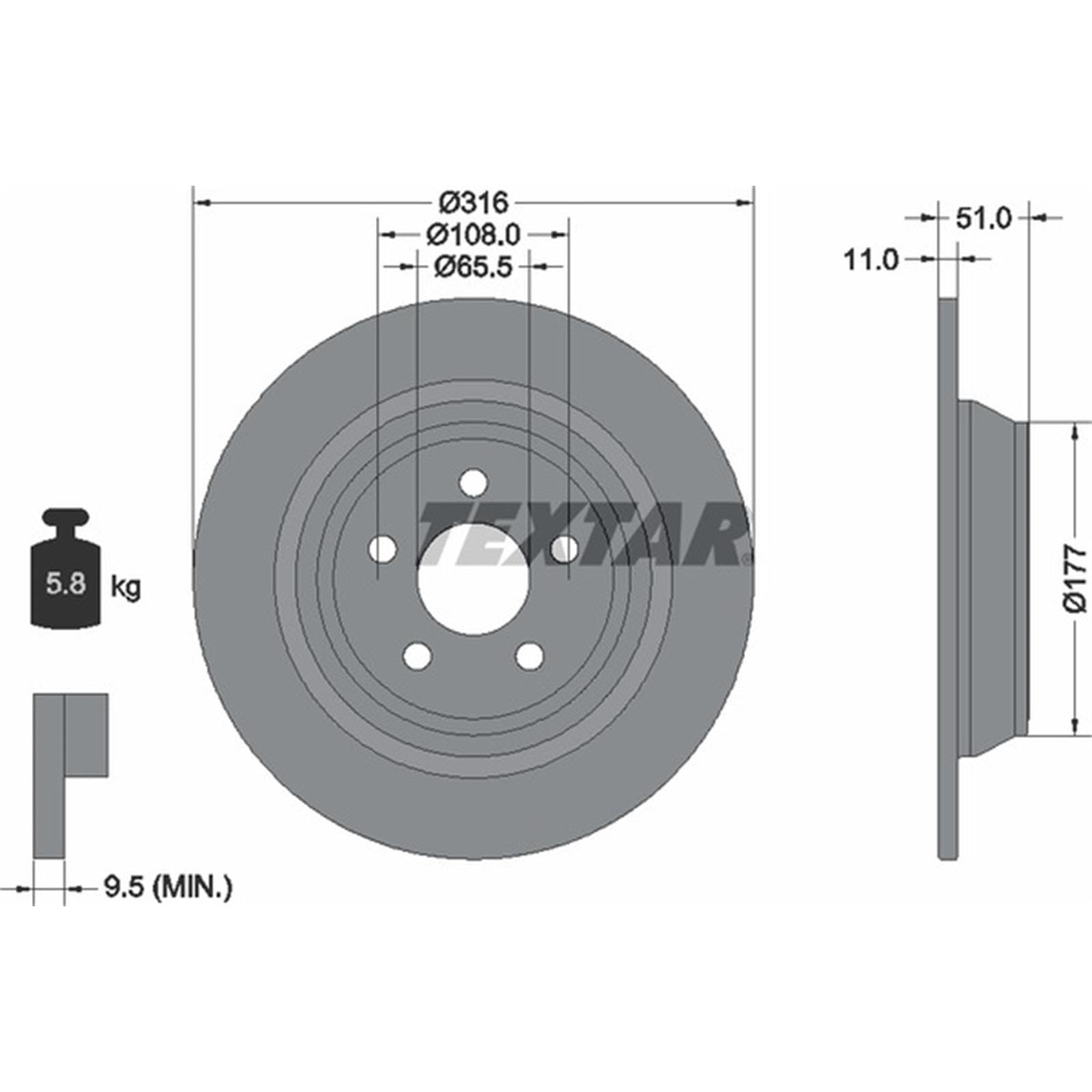 Textar Bremsscheiben 316mm + Beläge hinten | 92291903 + 2223103 Kompatibel mit Edge, III (ck),s-Max (cj, WA6)