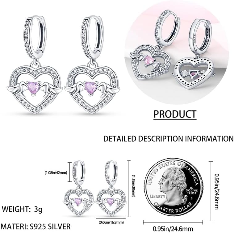 925 Sterling Silver Earrings,Horse Star Earrings，Angel Wings Earrings,Flower Earrings,Hoop Earrings for Women,The Best Gift for Women - Image 4