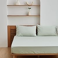 Vista 89 de Simple&Opulence Linen Fitted Sheet (1 Piece) - 14 Inch Deep Pocket Mattress Cover Natural Flax Cotton Blended Soft Breathable Bedding - Linen, Full