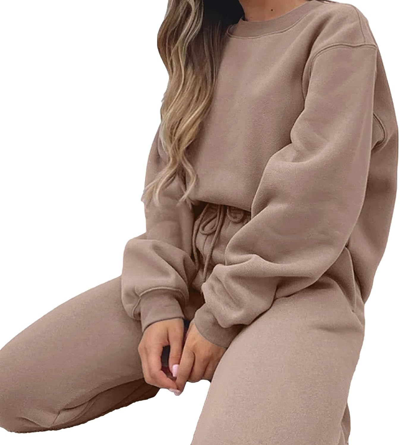 Women's Pullover Tracksuit Fleece Sweatshirt Jogging Pants 2 Pieces Sweatsuits - Image 2