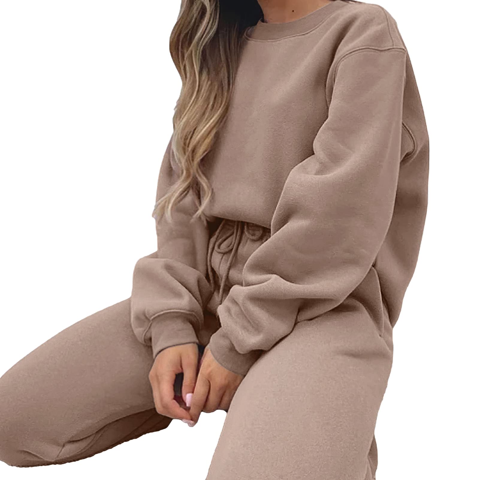 amropi Chándal de Mujer Sudadera Pullover de Lana y Pantalones Conjunto de Ropa