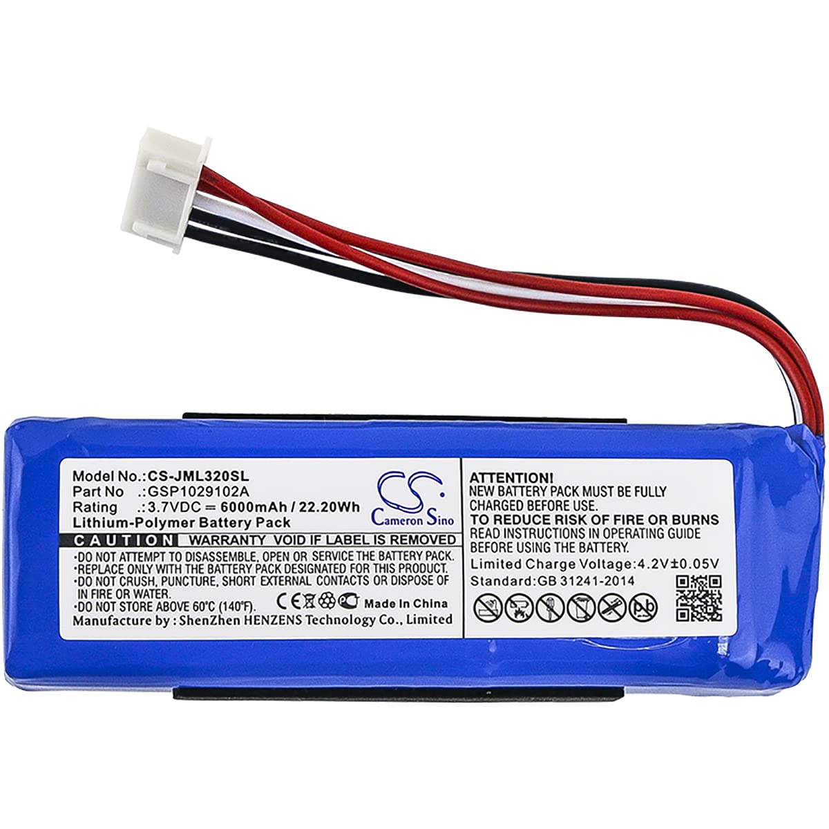 Cameron Sino Battery for Charge 3 2016, Charge 3 2016 Version Replacement GSP1029102A 6000mAh / 22.20Wh