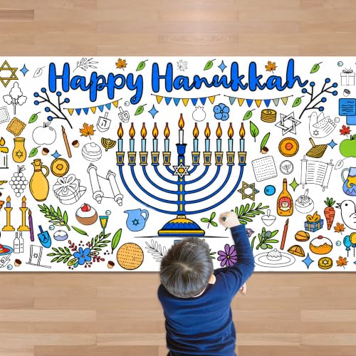 Image of OHOME Hanukkah Crafts for Kids - Hanukkah Giant Coloring Poster /Tablecloth