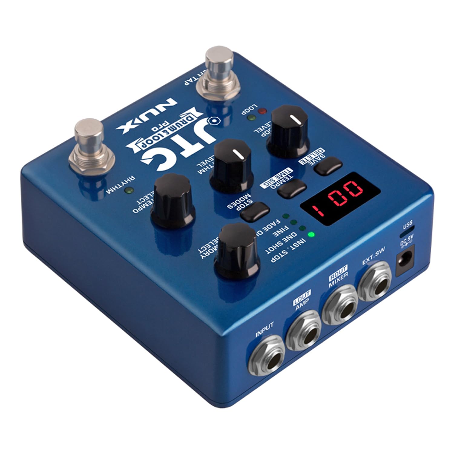 Nux JTC Drum and Loop Pro Dual Switch Pédale d'effet pour guitare et basse + bloc d'alimentation Keepdrum