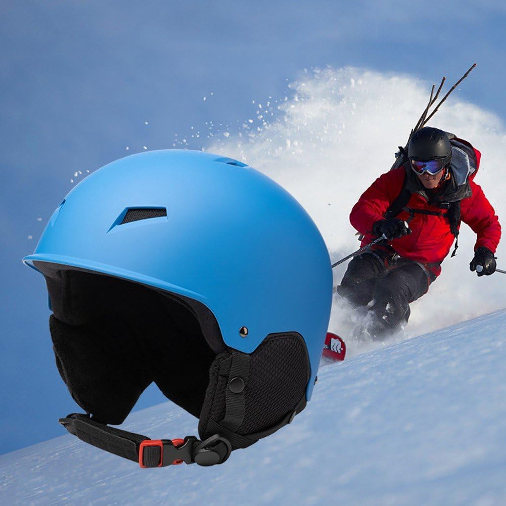 Zimowy kask snowboardowy z nausznikami ciepły unisex kask narciarski kask do sportów śnieżnych ze stałym paskiem ochronny kask narciarski do uprawiania sportów na nartach