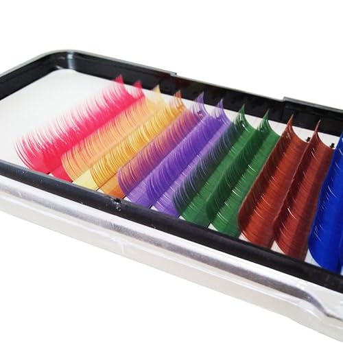 Miniatura 3 de Bodemrincer - Pestañas postizas individuales de 0.31 a 0.78 pulgadas, 12 líneas, 7 colores, mezclados, una bandeja, extensión de pestañas