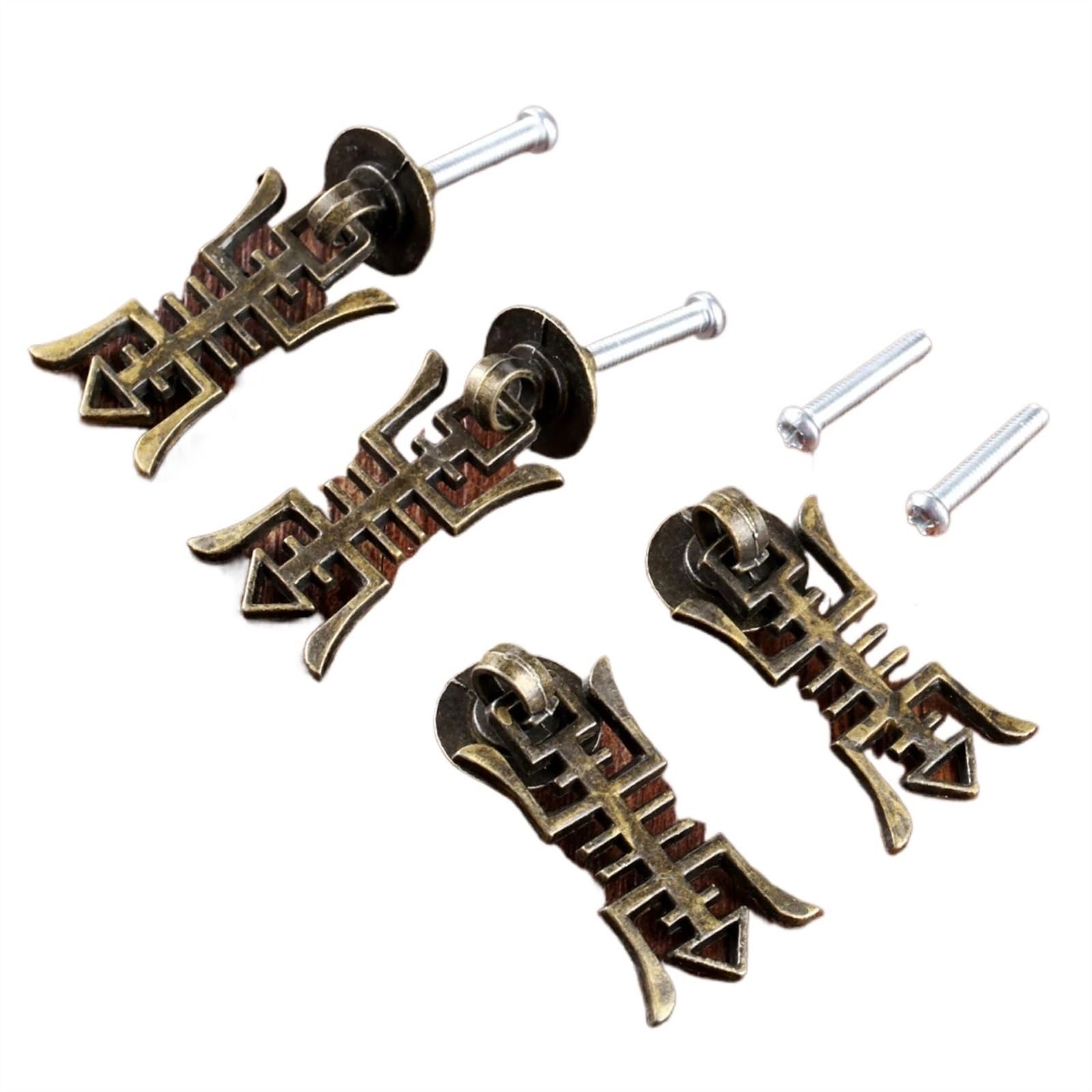 Pomos de bronce estilo vintage con diseño detallado para armario chino