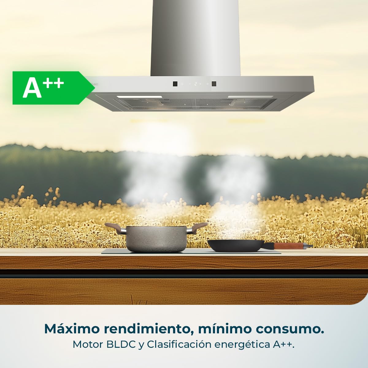 Cecotec Campana Extractora en forma de T Bolero Flux TT 604400 Inox A++, 60cm, 413,3m³/h de succión, Clase A++, Control Táctil Invisible, Hand Movement Control, Función Booster, Filtros Lavables - 5
