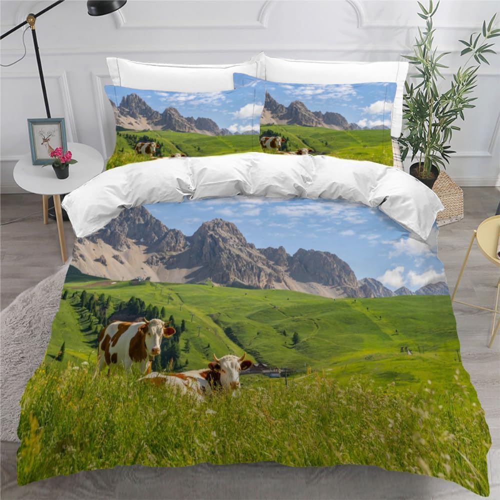 Parure de lit vache 200x200 pour une ambiance ferme moderne et cocooning dans la chambre