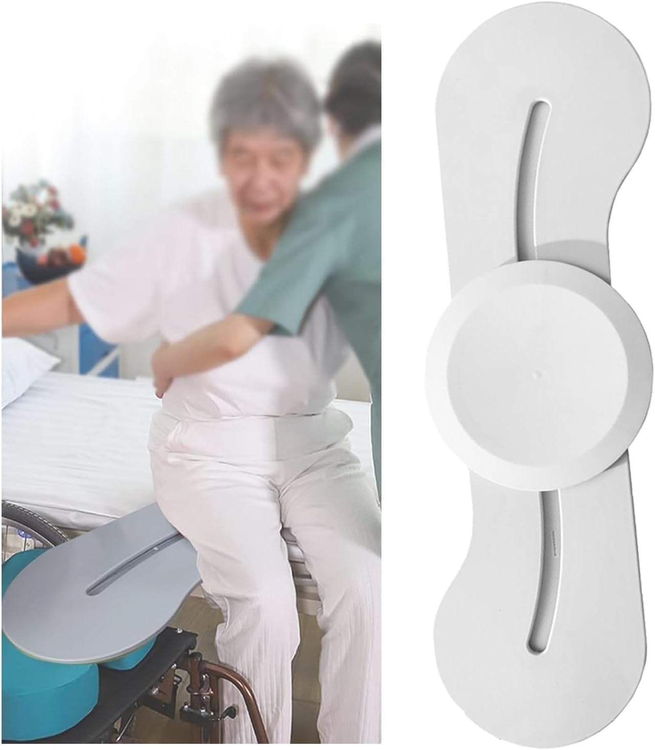 Tabla de Transferencia Curva con Disco Giratorio (102 x 30 cm) | Polímero de alta resistencia, tobogán giratorio de 360°, Silla a cama, Ancianos y movilidad reducida, Reduce esfuerzo