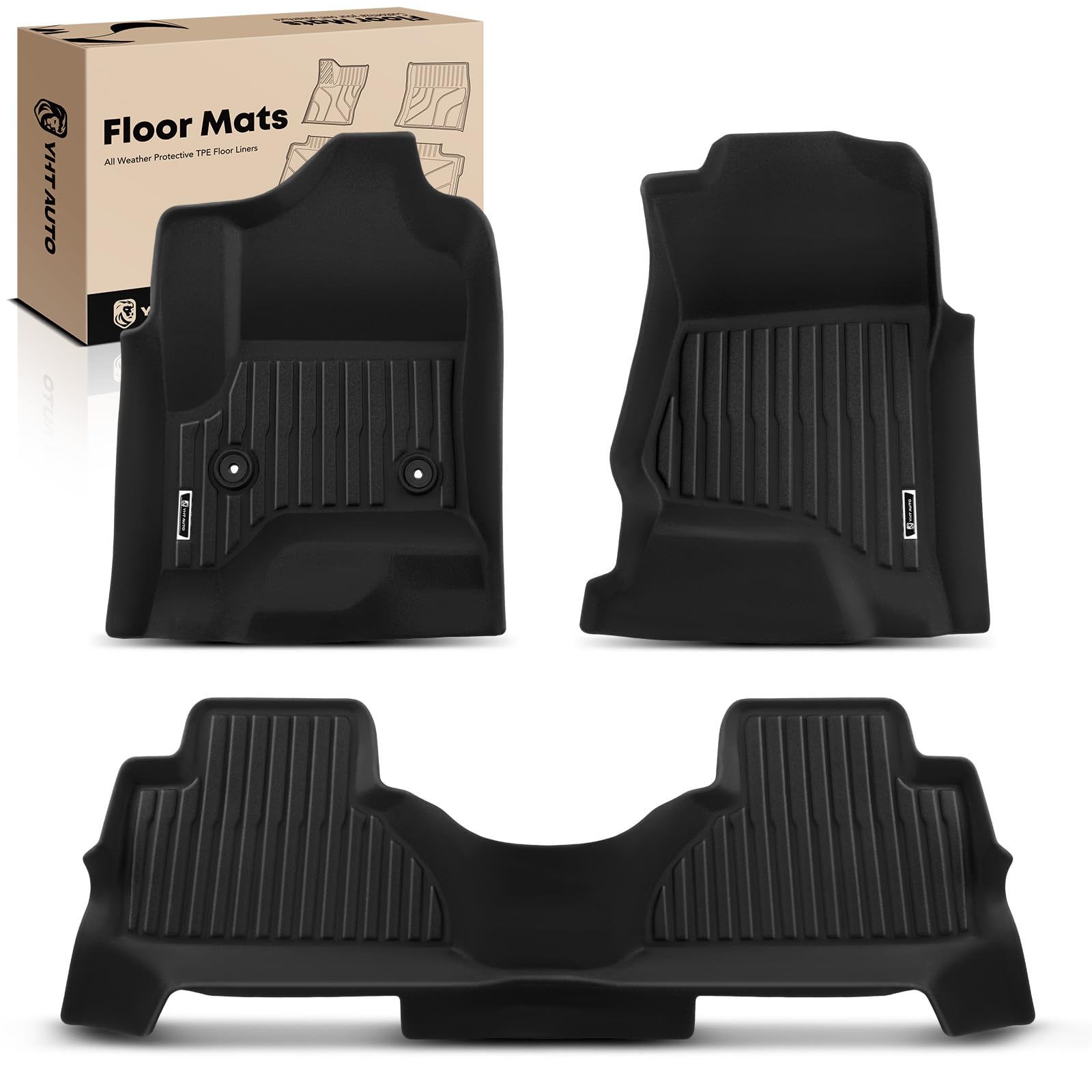 YHTAUTO Floor Mats Fit 2015-2020 Cadillac Escalade(Not Escalade ESV), TPE All Weather Car Mats Waterproof Anti-Slip Odorless Floor Liner, Interior Car Accessories Front & 2nd Row Liner