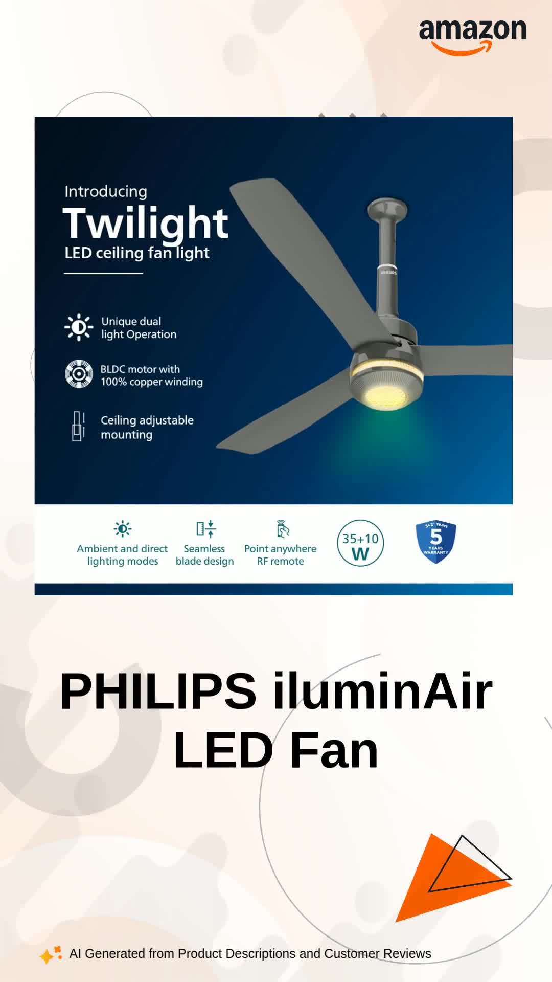 Buy PHILIPS iluminAir twinlight LED Light with fan | BEE 5 star