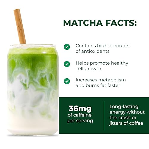 Miniatura 3 de Tenzo Matcha - Polvo de té verde BetterBoost (1.06 onzas) con batidor de bambú de 100 puntas