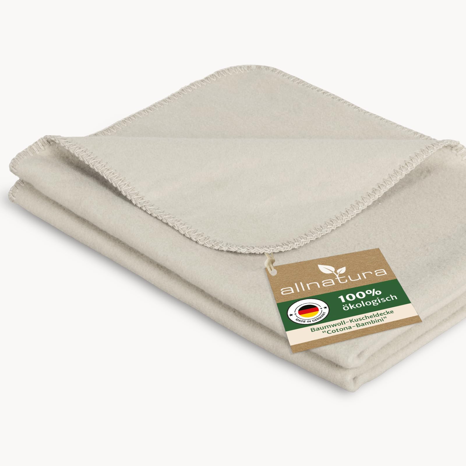 allnatura warme Kinder Sommer-Kuscheldecke COTONA-Bambini 100x150 cm Made in Germany Natur-Farben - 100% nachhaltige Bio-Baumwolle - schadstoffgeprüfte Überwurfdecke für Kinderwagen, Bett, Boden