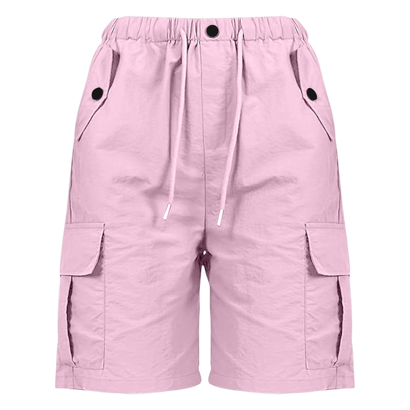 Generisch Shorts Mädchen Sommer Baggy Elastische Taille Cargo Shorts Casual Bermuda Wanderhose Einfarbig Outdoor Arbeitshose mit Taschen und Kordelzug