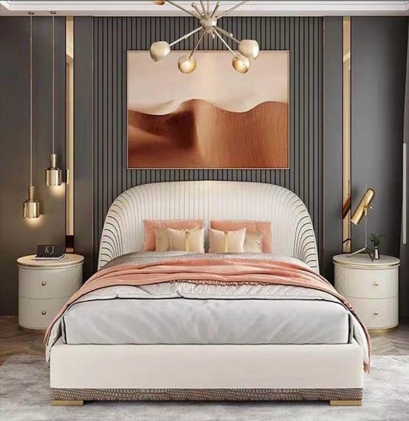 Nayam Sleep Luxury Ruched Ella Bed - Queen Size, 150x200cm | Modern Ruched Bed Frame with Headboard & Wooden Slats | Girls Bedroom Furniture, Baby Pink