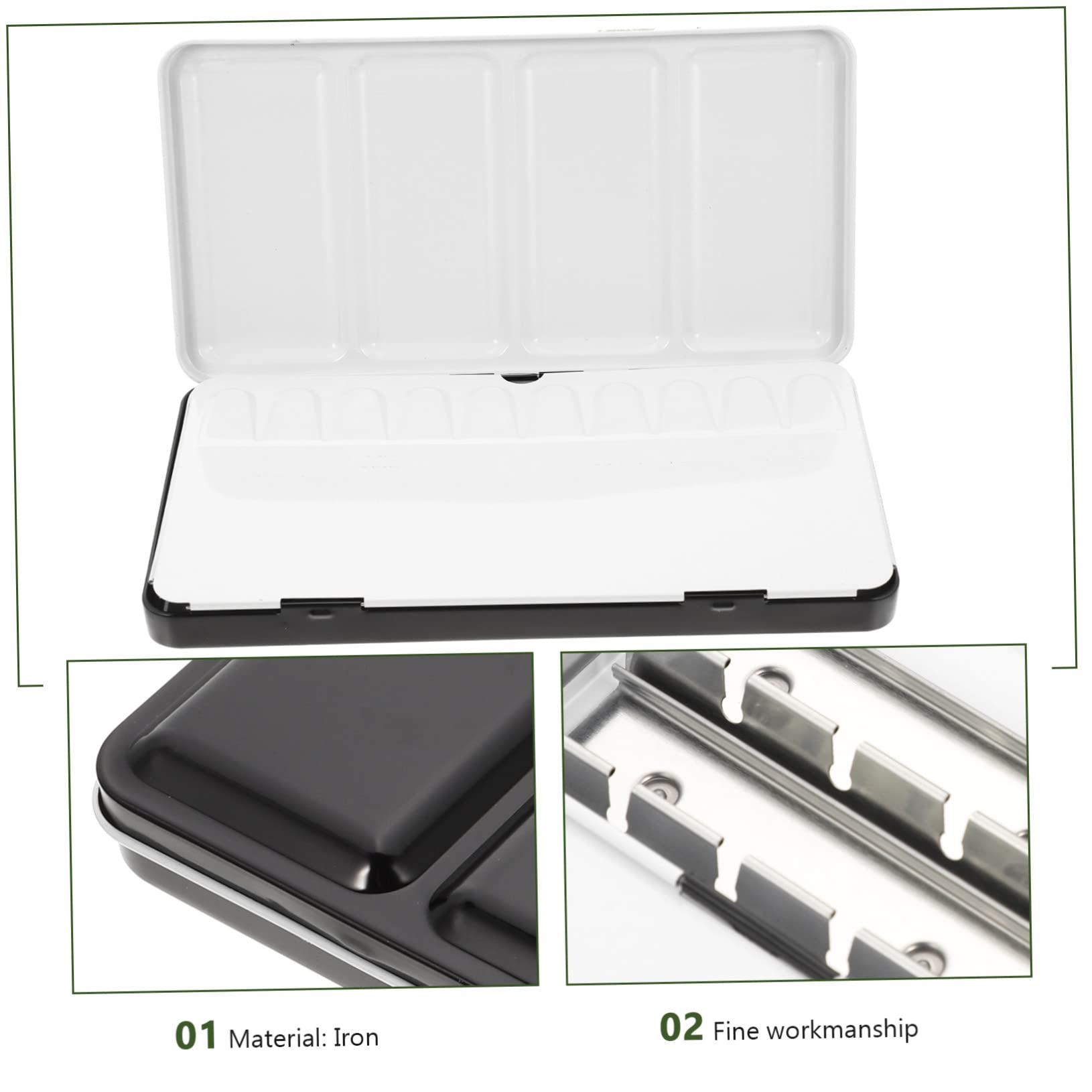 Caja Metálica Vacía para Acuarelas, Portátil y Reutilizable, Color Negro