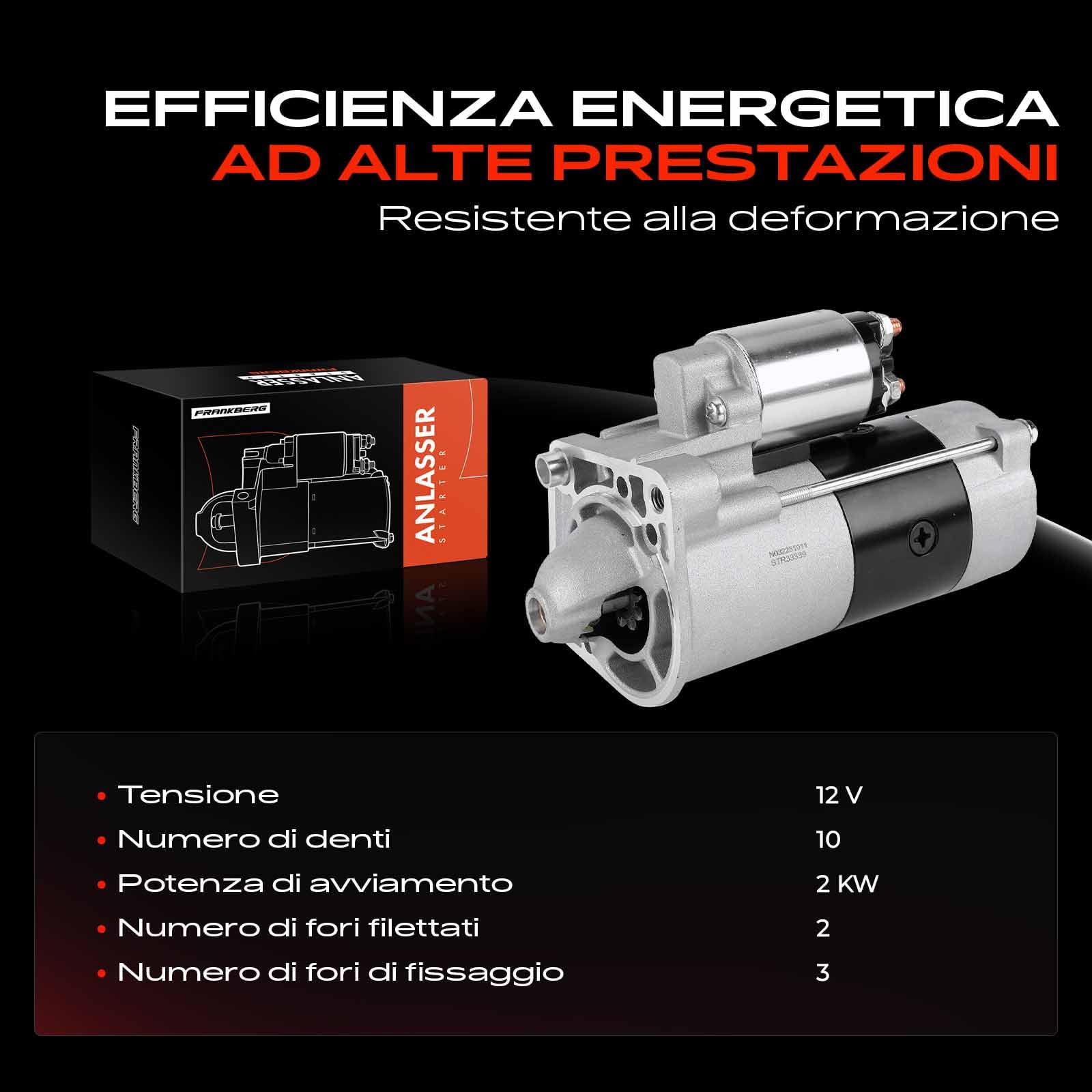 Frankberg Motore di avviamento Auto 2 KW/12 V/10 denti Compatibile con Voyager IV RG RS 2.5 CRD 2000-2008 Replace# M002T88473,4727313AC