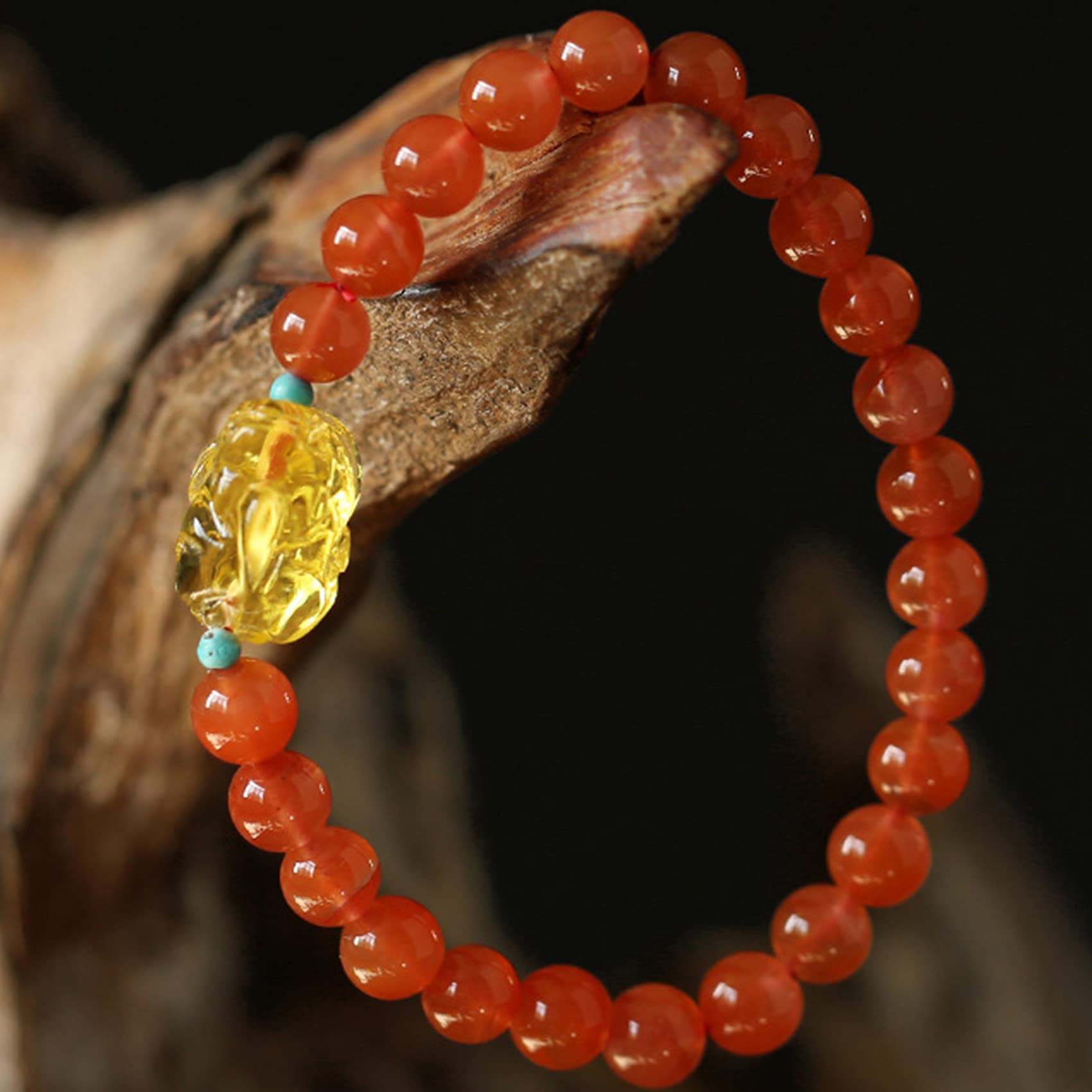 YDYDTTKD Piedra Preciosa Natural, Pulsera de Cuentas Redondas de 6/7/0.315 in, Amuleto de la Suerte para Mujer, Cristal para Proteger a los Malos espíritus, Chakra de Cristal Reiki