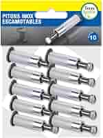 TERRE JARDIN - Lot De 10 Pitons Rétractables INOX ⌀12mm | Pour Bâche Piscine, Filet De Protection | Fixation Sol Béton